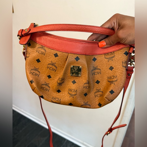 MCM Brown Bag with Red Accents - Picture 1 of 7